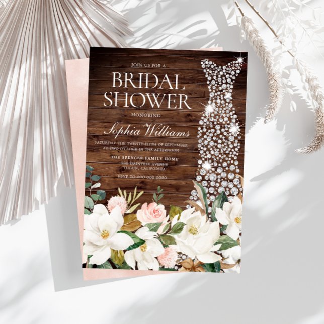 Invitación Vestido blanco Rubor Rústico blanco ducha de novia (Subido por el creador)
