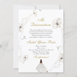 Invitación Vestido blanco Silhouette Quinceanera español