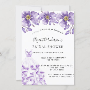Invitación Vestido blanco violento elegante floral Ducha de n