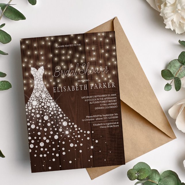 Invitación Vestido boda Barn Madera Rústica Ducha de Novias (Subido por el creador)