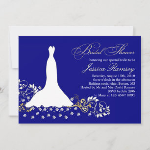 Invitación Vestido boda blanco, bañador en ducha azul