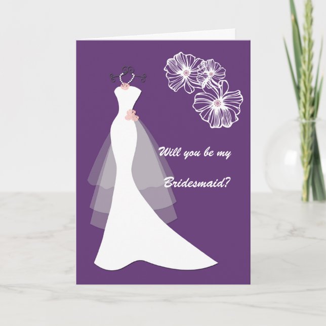 Invitación Vestido Boda blanco en la solicitud de la dama de  (Anverso)