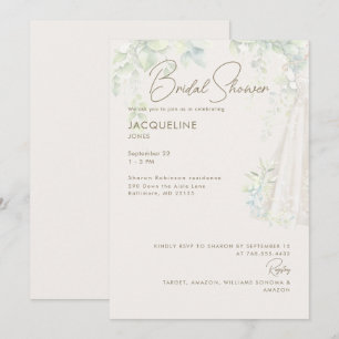 Invitación Vestido Boda Botánico de Marfil Ducha Nodal