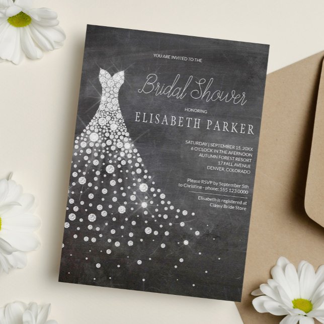 Invitación Vestido boda Chalkboard Ducha de novias rusticas (Subido por el creador)