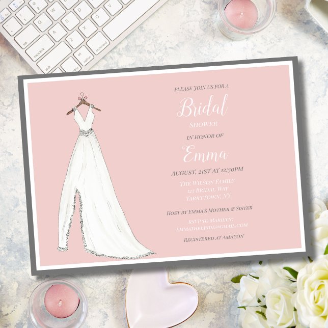 Invitación Vestido Boda De Acuarela En Ducha De Novias De Han (Subido por el creador)