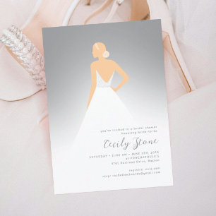 Invitación Vestido Boda de la costura gris y beige ducha de n