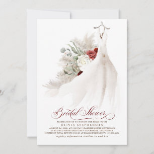 Invitación Vestido boda Floral Pampas Ducha de Novias Grasas