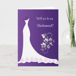 Invitación vestido boda mariposa florida morada Bridesmaid