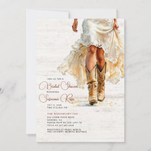 Invitación Vestido boda Vaquera Boots Bridal Shower
