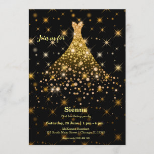 Invitación Vestido brillante de diamantes
