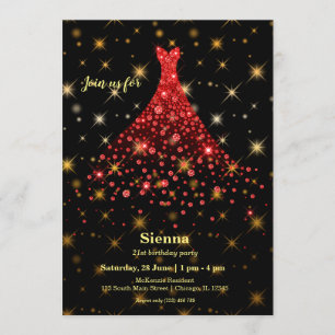 Invitación Vestido brillante de diamantes
