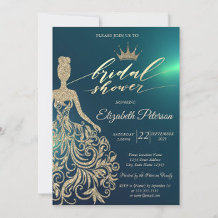 Invitación Vestido Brillante, Diadema, Diamantes Ducha de Nov
