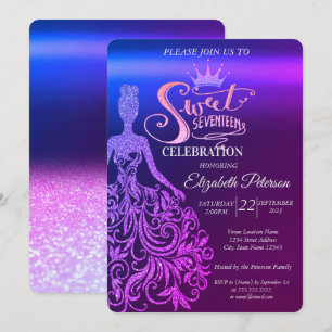 Invitación Vestido Brillante Genial, Tiara, Purple Ombre Dulc