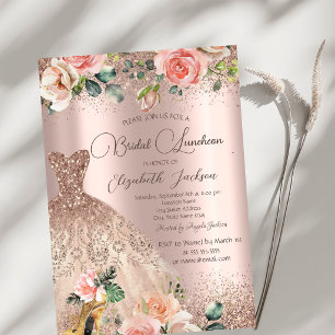 Invitación Vestido Chic,Confeti,Tacones altos,Rosas 