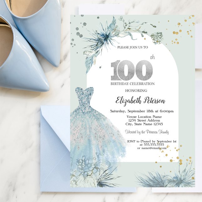 Invitación Vestido Chic Invierno Cumpleaños 100 (Subido por el creador)