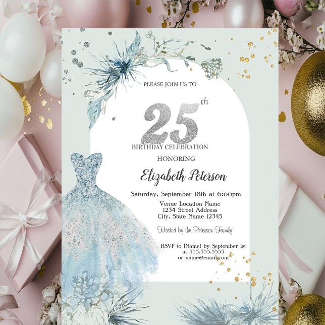 Invitación Vestido Chic Invierno Cumpleaños 25 (Subido por el creador)