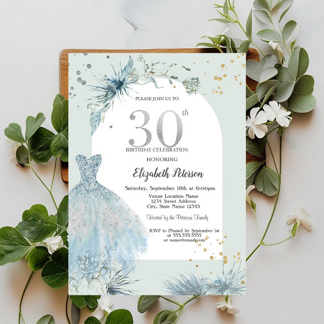 Invitación Vestido Chic Invierno Cumpleaños 30 (Subido por el creador)