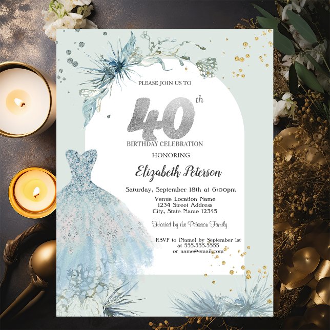 Invitación Vestido Chic Invierno Cumpleaños 40 (Subido por el creador)
