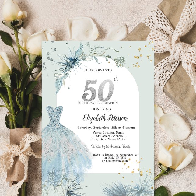Invitación Vestido Chic Invierno Cumpleaños 50 (Subido por el creador)