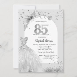 Invitación Vestido Chic Invierno Cumpleaños 85 Grises 