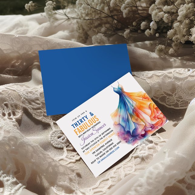Invitación Vestido color agua 30 cumpleaños elegante y femeni (Subido por el creador)