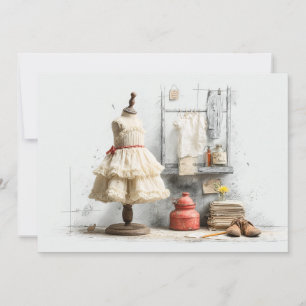 Invitación Vestido con Volantes Parisino Estudio de Escritor