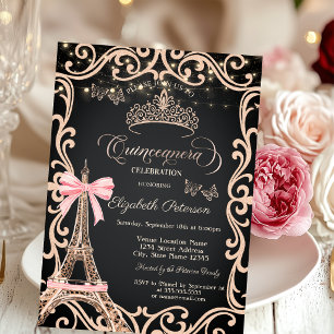 Invitación Vestido de arco de la Torre Eiffel Mariposa brillo