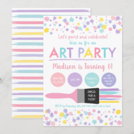Invitación Vestido De Arcoiris Pastel Para Un Fiesta De Arte 