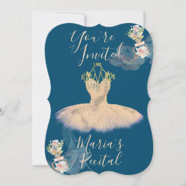 Invitación Vestido de bailarina de oro rosa transparente con 