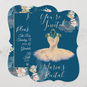 Invitación Vestido de bailarina de oro rosa transparente con 