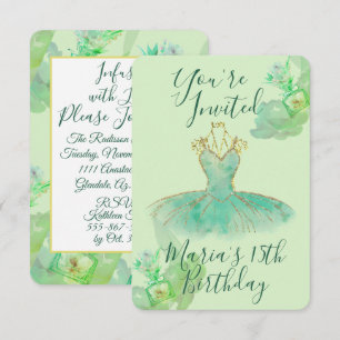 Invitación Vestido de bailarina de oro turquesa menta Perfume