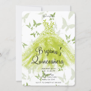 Invitación Vestido de Baile de Mariposa Verde de Primavera Qu