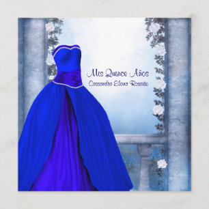 Invitación Vestido de Baile Real Azul Naval Rosa Quinceañera