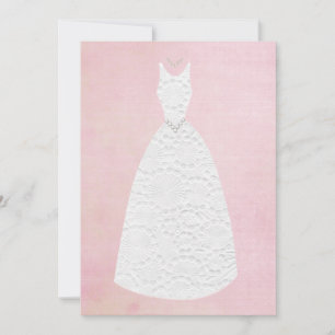 Invitación Vestido de boda blanco de la ducha del rosa