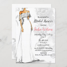 Invitación Vestido de Boda blanco elegante ducha de novia
