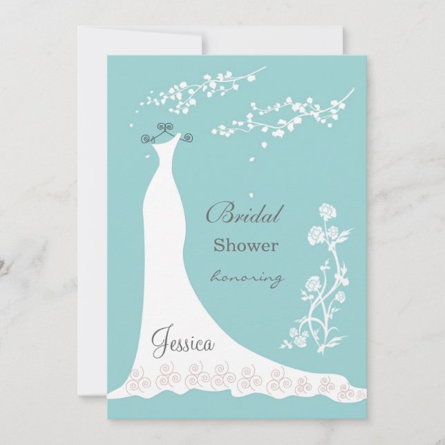 Invitación Vestido de boda blanco en ducha nupcial del (Anverso)