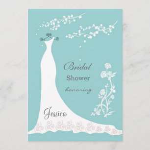 Invitación Vestido de boda blanco en ducha nupcial del