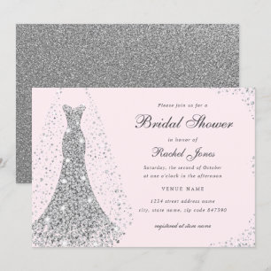 Invitación Vestido de boda de diamantes Regalo de ducha de no