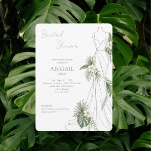 Invitación Vestido de boda tropical elegante ducha de novia