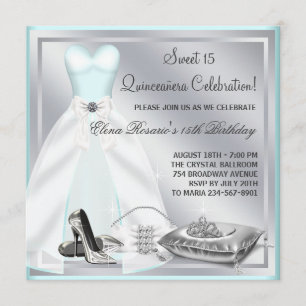 Invitación Vestido de bola azul turquesa Zapatos de tacón alt