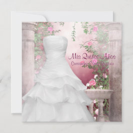 Invitación Vestido de Bola Rosa Quinceañera