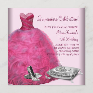 Invitación Vestido de bola rosa Zapatos de tacón alto Rosa Qu