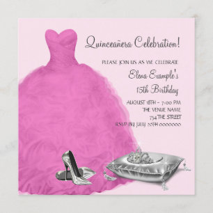 Invitación Vestido de bola rosa Zapatos de tacón alto Rosa Qu