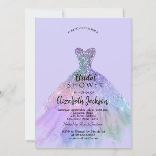 Invitación Vestido de brillo chic lavanda para ducha de novia