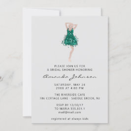 Invitación Vestido de brillo teal para ducha de novia de Swee