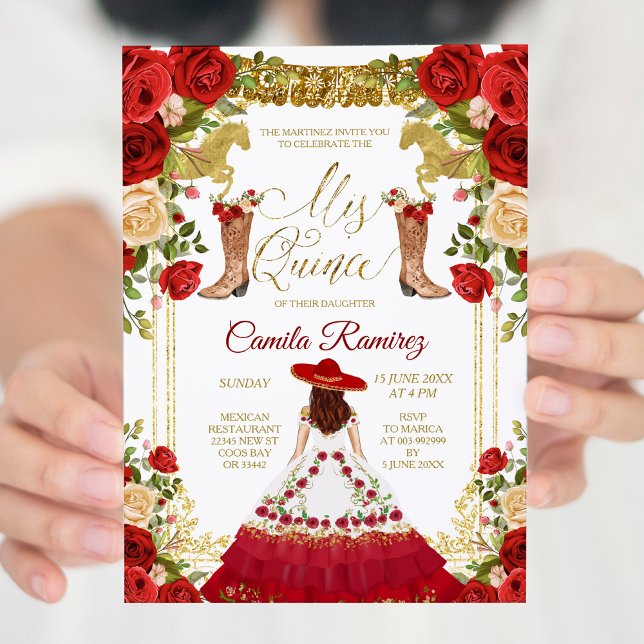 Invitación Vestido de Carro Rojo y Chica de Boots Mexicanos D (Subido por el creador)