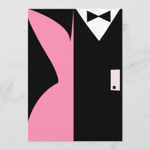 Invitación Vestido de Cocktail Rosa y Negro para Cena de Fies