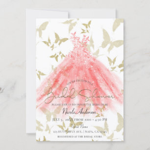Invitación Vestido de Coral de Baile de Mariposa Dorado para 