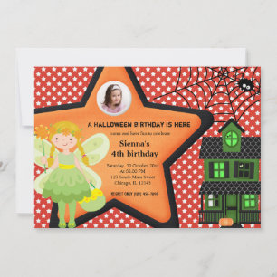 Invitación Vestido de cumpleaños de Halloween (rojo)