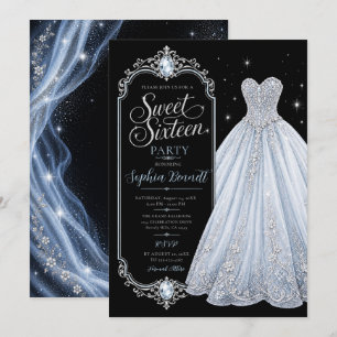 Invitación Vestido de cumpleaños Ice Blue Sweet 16
